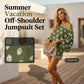 👗 50% DE DESCONTO AGORA! ✨ Macacão boémio com ombros à vista – Estampado, cintura elástica e bolsos laterais – Leve e respirável – perfeito para a praia, festivais ou viagens de verão 🌺
