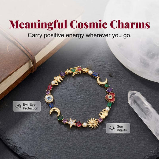 🔥Desconto de 50% no último dia!🔥Pulseira de Amuletos com Cristais Celestiais
