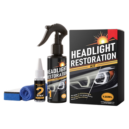 🚗 LIMITED-TIME 50% OFF! 💥 Professional Headlight Cleaner & Restorer Kit – 2-Step, De-Yellowing, UV Protection ✨