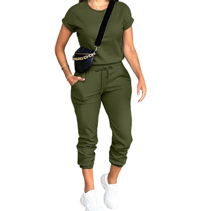 🔥Desconto de 50% no último dia!🔥Fato de treino feminino – confortável, com bolsos, cordão ajustável, casual