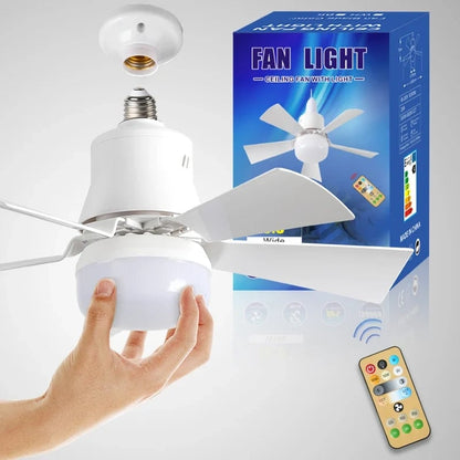 🔥Promoção 50% de desconto - 🎁Ventilador de teto portátil 2 em 1 com luz e controle remoto