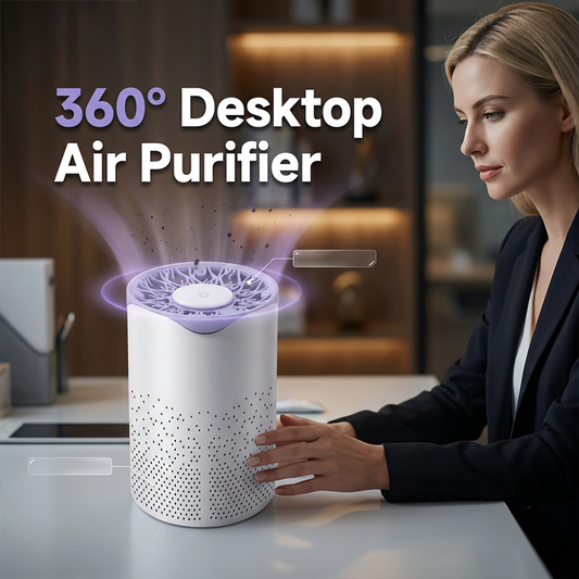Purificador de Ar de Mesa – modo noturno silencioso, entrada de ar 360° e alimentação USB