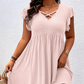 📢📢Limitiertes Angebot – 50 % Rabatt + kostenlose Halskette !! ⏰Damenkleid mit V-Ausschnitt und Rüschenbesatz