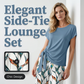 👚 50% DE DESCONTO AGORA! 🌸 Conjunto de top com laço lateral e calças estampadas para mulher – Corte solto e ajustável, perfeito para as férias de verão ou para usar em resorts 👖