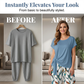 👚 50% DE DESCONTO AGORA! 🌸 Conjunto de top com laço lateral e calças estampadas para mulher – Corte solto e ajustável, perfeito para as férias de verão ou para usar em resorts 👖