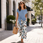 👚 50% DE DESCONTO AGORA! 🌸 Conjunto de top com laço lateral e calças estampadas para mulher – Corte solto e ajustável, perfeito para as férias de verão ou para usar em resorts 👖