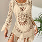 🌊🩱 Vestido de praia em croché de estilo boémio com borlas – Respirável, esvoaçante e com um toque boho chic – perfeito para a beira da piscina, a praia ou as férias de verão – ajuste regulável