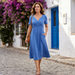 👗Vestidos longos de manga curta com decote em V para mulher💙