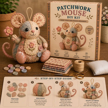 🎁2026 Novidade com 50% de DESCONTO💥【Promoção】Kit de costura DIY para rato em patchwork | Completo com tecidos e enchiment