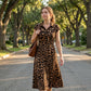 👗🐆Vestido elegante com bainha virada e padrão de leopardo para mulher