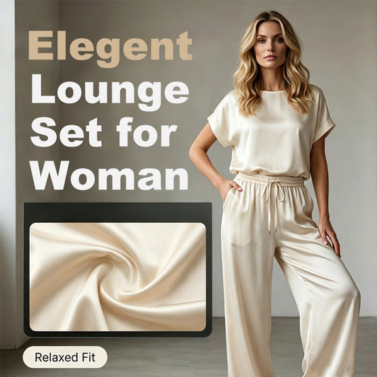 Conjunto de blusa elegante e calças de perna larga para mulher