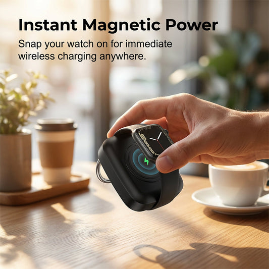 ⌚🔋 Powerbank para smartwatch – carregador sem fios, 1200 mAh, compacto e elegante!