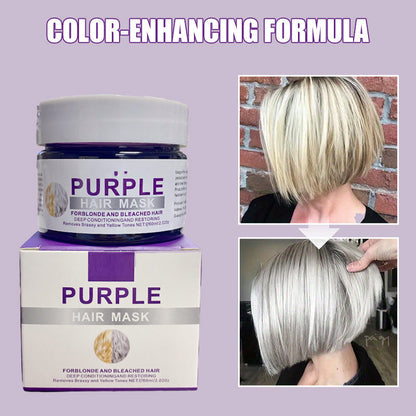 👱‍♀️Queres clarear a cor do teu cabelo? O teu cabelo precisa de cuidados urgentes! Máscara hidratante roxa para o cabelo com aroma duradouro