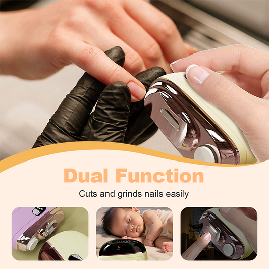 ✨45% DE DESCONTO – Cortador elétrico de unhas · Mais de 10 mil unidades vendidas! · 2 em 1: corte e lixagem, proteção contra pinçamento, luz LED, seguro para todos 💅
