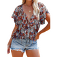 🎉 DESCONTO DE 50% POR TEMPO LIMITADO! 🔥 Camisola casual feminina com decote em V e padrão floral