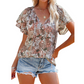 🎉 DESCONTO DE 50% POR TEMPO LIMITADO! 🔥 Camisola casual feminina com decote em V e padrão floral