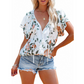 🎉 DESCONTO DE 50% POR TEMPO LIMITADO! 🔥 Camisola casual feminina com decote em V e padrão floral