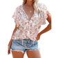 🎉 DESCONTO DE 50% POR TEMPO LIMITADO! 🔥 Camisola casual feminina com decote em V e padrão floral