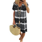 Vestido casual feminino com decote em V, estampado em leopardo e efeito tie-dye