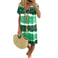 Vestido casual feminino com decote em V, estampado em leopardo e efeito tie-dye