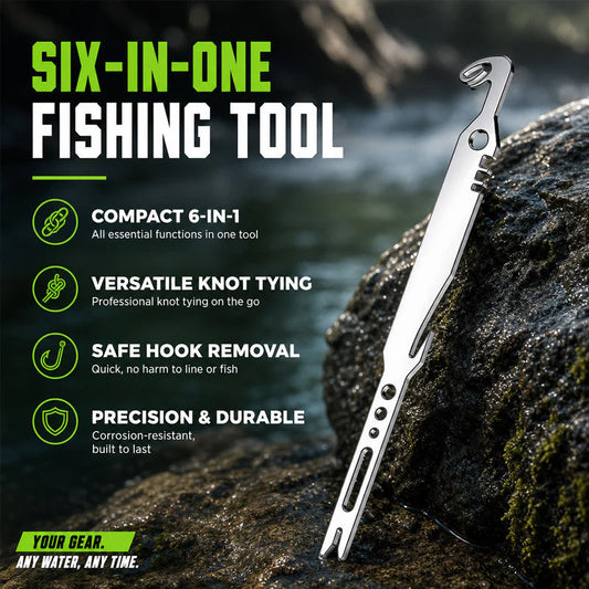 ⏳Tempo limitado 50% OFF⏰6 em 1 Multiferramenta de Pesca em Aço Inoxidável - Extrator de Anzol e Nó🎣🐟