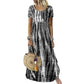 Tendências do momento⭐💃 Vestido midi esvoaçante com efeito tie-dye e caimento elegante – Um estilo versátil para férias e passeios pela cidade