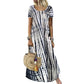 Tendências do momento⭐💃 Vestido midi esvoaçante com efeito tie-dye e caimento elegante – Um estilo versátil para férias e passeios pela cidade