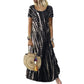 Tendências do momento⭐💃 Vestido midi esvoaçante com efeito tie-dye e caimento elegante – Um estilo versátil para férias e passeios pela cidade