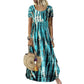 Tendências do momento⭐💃 Vestido midi esvoaçante com efeito tie-dye e caimento elegante – Um estilo versátil para férias e passeios pela cidade