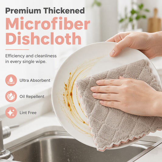🎉 TEMPO LIMITADO 50% OFF! 🧽 Pano de Limpeza Dupla Face de Microfibra Macia – Pano de Prato Premium Espessado para Remoção de Gordura ✨