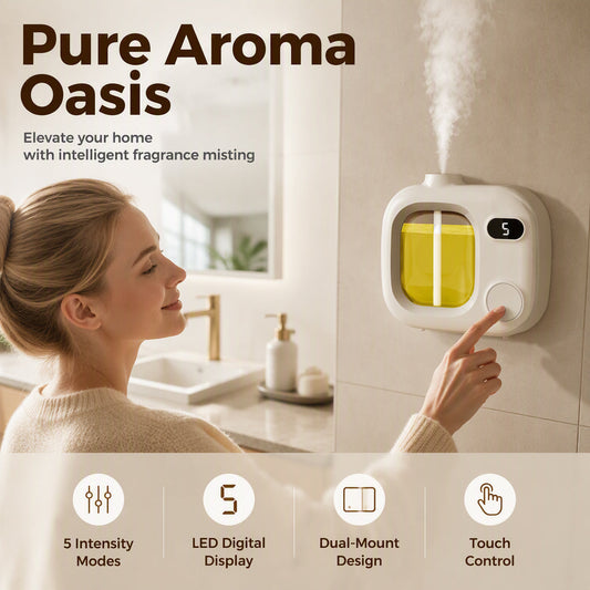 🕯️50% OFF AGORA! ✨Difusor de Aroma LED Inteligente com Controle de Névoa – Máquina de Névoa Perfumada com Suporte de Parede