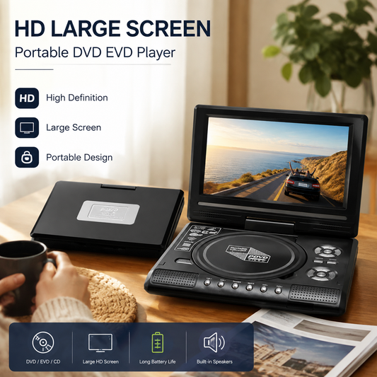 📺 Leitor de DVD/EVD Portátil HD 7,8" – Tela Grande, Recarregável e Compatível com DVD/CD/USB/SD – Perfeito para Casa e Viagens 🔥 50% OFF