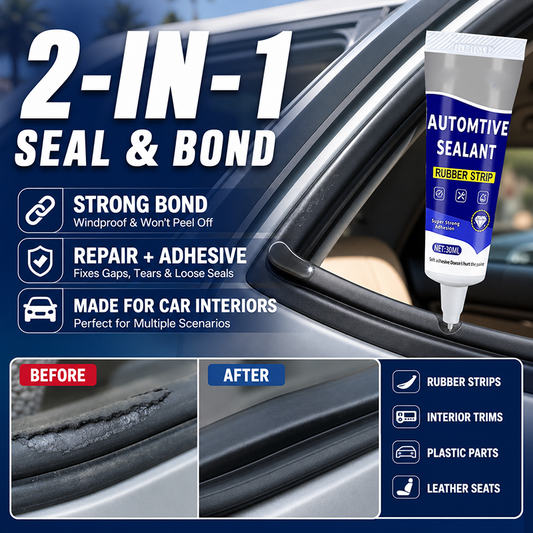 🚗50% DE DESCONTO AGORA! Adesivo selante para borracha de portas de automóvel – Cola de reparação automóvel 2 em 1 para selar e colar, repara fendas nas fitas de borracha, rasgos e acabamentos soltos nas peças do interior do automóvel