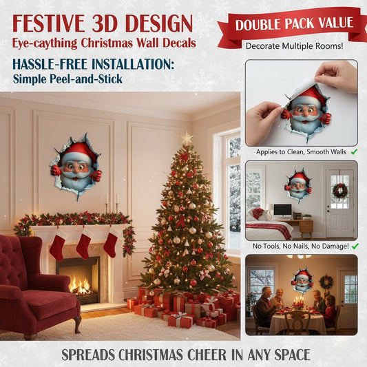 🎄❄️ Liquidação de Natal Antecipada – 50% OFF!! 🎅 Adesivos de Parede 3D "Surpresa do Papai Noel"