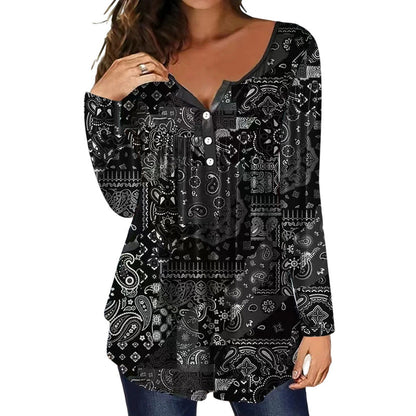 🔥Desconto de 50% no último dia!🔥Blusa elegante de decote em V com botões para mulher