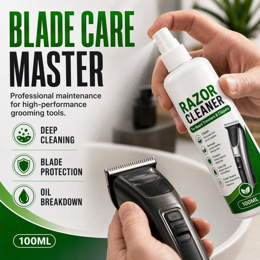 🔥Desconto de 50% no último dia!🔥Spray de Limpeza para Barbeador Elétrico 100ML ‑ Limpeza Profunda para Lâminas, Remove Pelos e Resíduos de Óleo para Aparadores de Barba, Cortadores de Cabelo e Ferramentas de Grooming