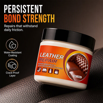 🛋️50% OFF AGORA! Creme Multifuncional para Reparo de Arranhados em Couro ‑ Restaurador de Couro Profissional Sem Emendas, Bálsamo de Restauração de Textura para Sofá, Bancos de Carro, Bolsas e Sapatos