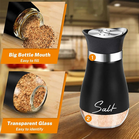 🐧🐧🐧50% OFF AGORA! Conjunto de Saleiro e Pimenteiro com Design de Pinguim, Dispensador de Temperos com Base de Vidro Transparente, Porta-Temperos Recarregável de Boca Larga para Bancada de Cozinha