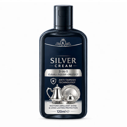 ✨ 50% OFF AGORA! Creme Polidor de Prata Antiescurecimento, 3 em 1 Limpa, Poli e Protege, Creme de Polimento Suave que Restaura o Brilho de Prataria, Herças e Ornamentos de Prata