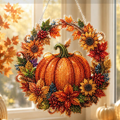 🔥50% DE DESCONTO 🍂 Decoração para pendurar com pintura em diamantes «Guirlanda de abóbora outonal», kit completo de bricolage
