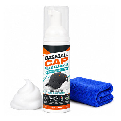 🧢50% DE DESCONTO AGORA! Produto de limpeza em espuma para bonés de basebol sem enxaguamento, spray de limpeza profunda para bonés, removedor de manchas de suor e poeira para bonés de basebol, solução de cuidados para bonés de secagem rápida