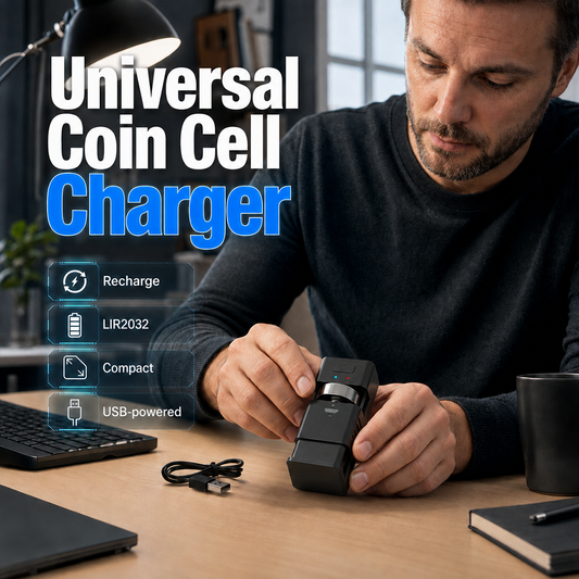 🔋Carregador portátil recarregável para pilhas tipo moeda⚡