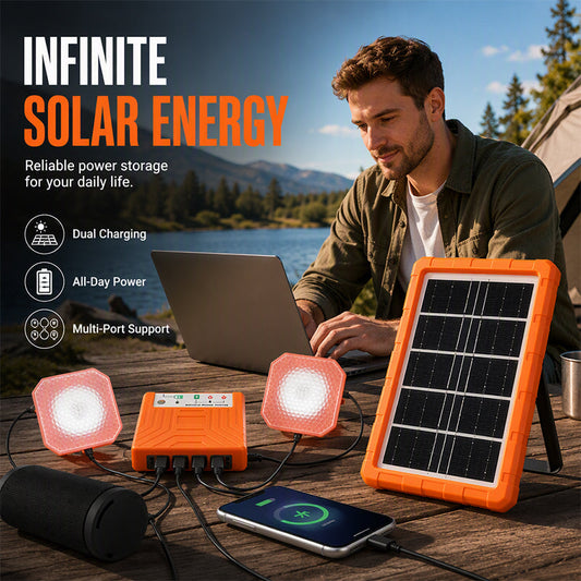 🔥Desconto de 50% no último dia!🔥Sistema de Energia Solar Portátil com 2 Lâmpadas LED