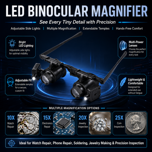 Óculos Lupa Binoculares Iluminados 🔦👓