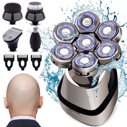 Kit Barbeador de Cabeça 7D À Prova d'Água para Homens Carecas