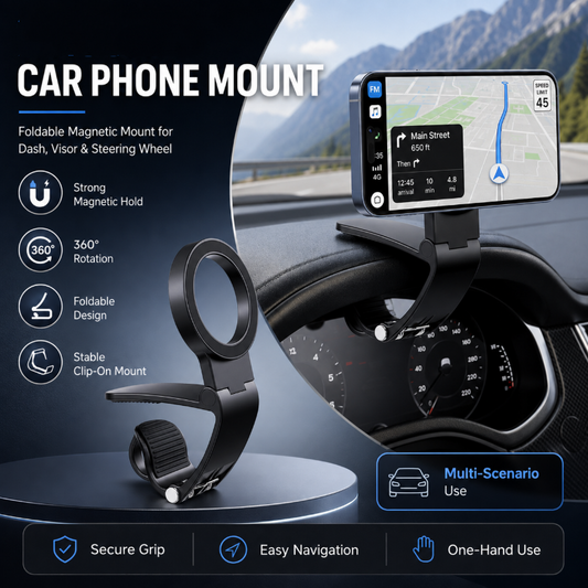 🥳PROMOÇÃO🥳💞15 MIL+ VENDIDOS! Suporte de Celular para Carro – A partir de £6.99! Ímãs N52, rotação 360° e antiderrapante. Direção segura – garanta o seu! ✅