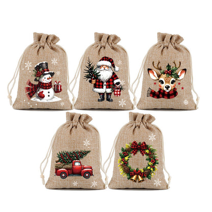 🎅 Sacos de Presente de Natal em Juta com Cordão