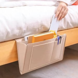 🛏️50% DE DESCONTO AGORA! Bolsa de Armazenamento para Cabeceira - Organizador de Cama com Vários Bolsos, Bolsa de Feltro para Beliche de Dormitório para Segurar Tablet Livro Celular Artigos de Papelaria