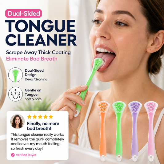 Limpe a língua num instante! Raspador de silicone 3 em 1 que não provoca náuseas