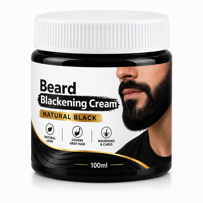 🧔 50% DE DESCONTO AGORA! Creme natural para pintar a barba de preto para homem – Creme suave à base de carvão vegetal para escurecer a barba, cobertura para cabelos grisalhos, fórmula nutritiva com pincel de aplicação para uso doméstico